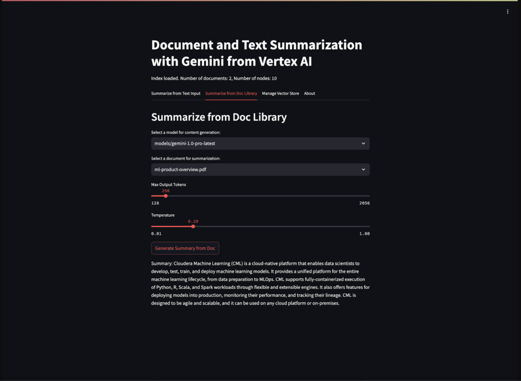 Vertex AI での Gemini によるドキュメントとテキストの要約 