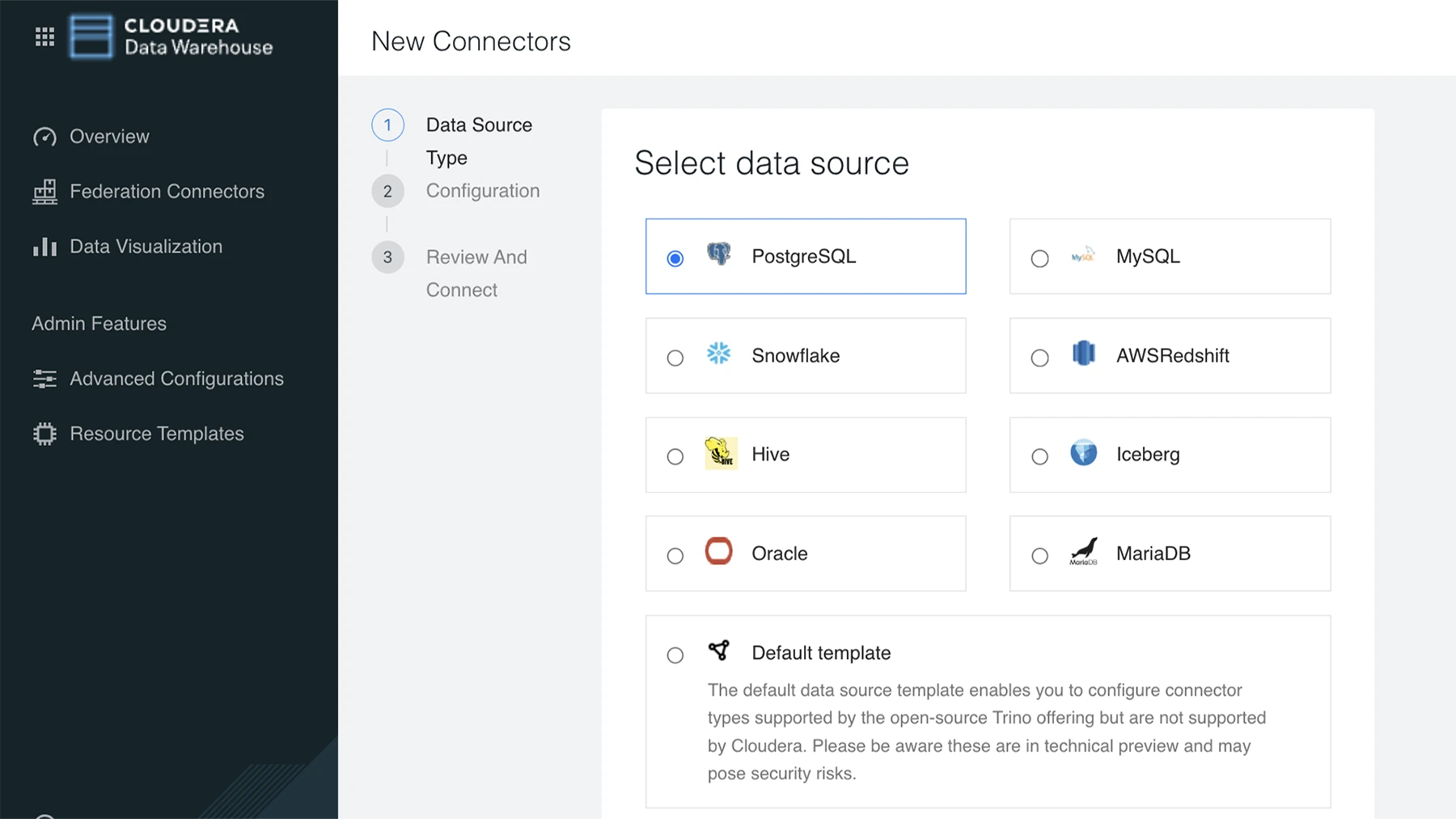 Cloudera Data Warehouse Connectors 製品のスクリーンショット